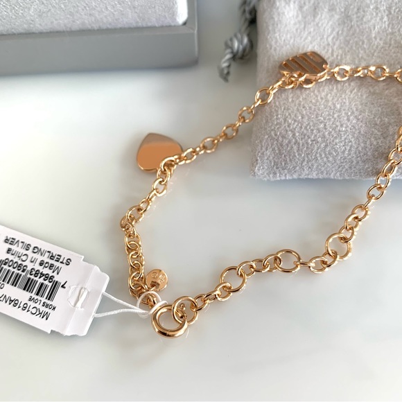 NWT MK luxury collection rosegold heart charm bracelet - Picture 4 of 7